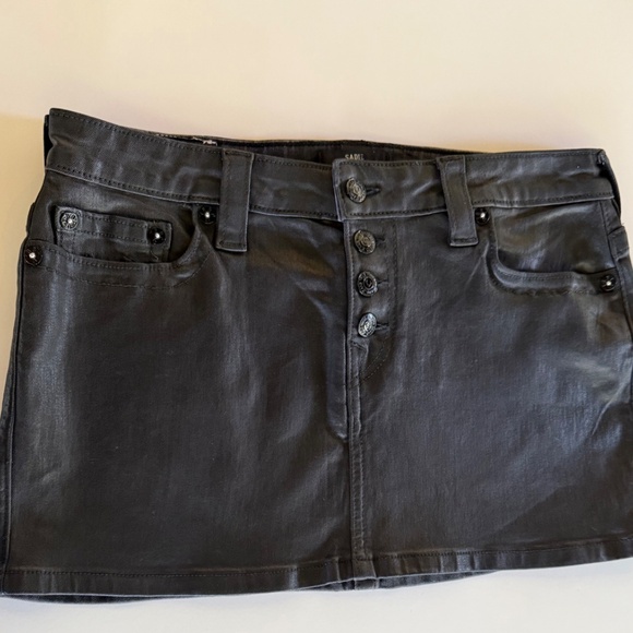**True Religion Coated Black Mini Skirt** - Picture 5 of 7